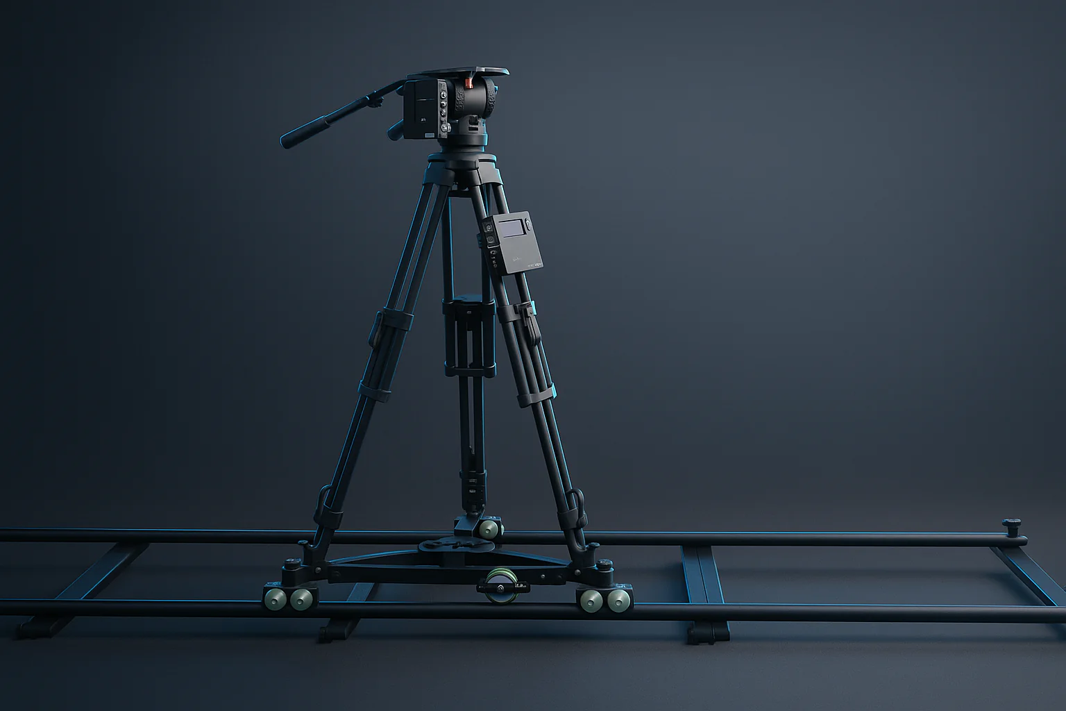 CV-Support TR50 tracking dolly with encoder head on a studio track